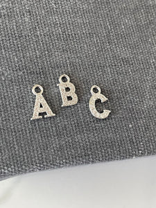 Letter Charms - Silver CZ Pave