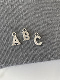 Letter Charms - Silver CZ Pave