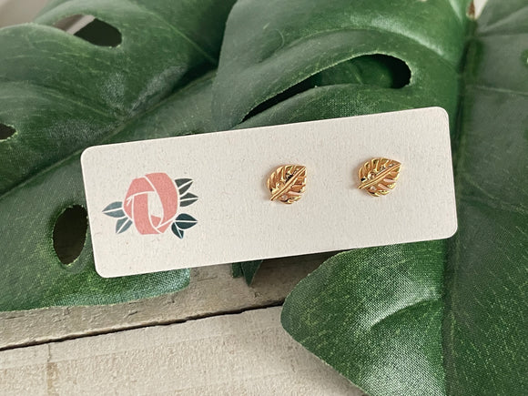 Monstera Leaf Studs