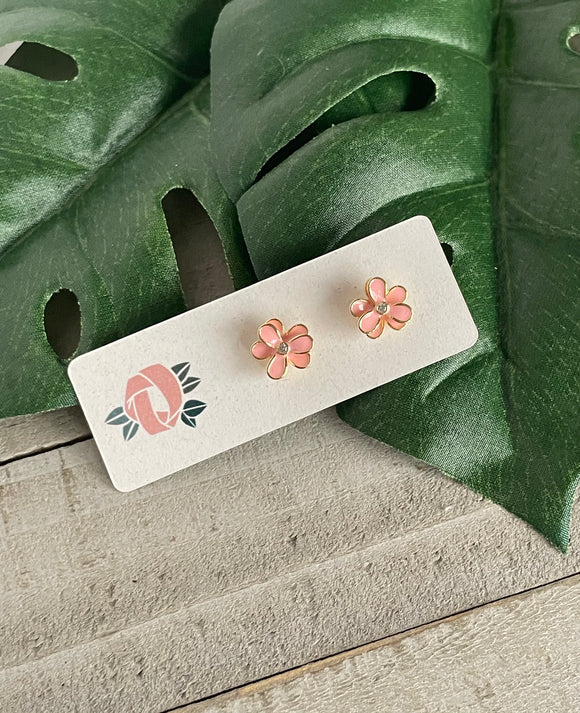 Bali Pink Flower Studs