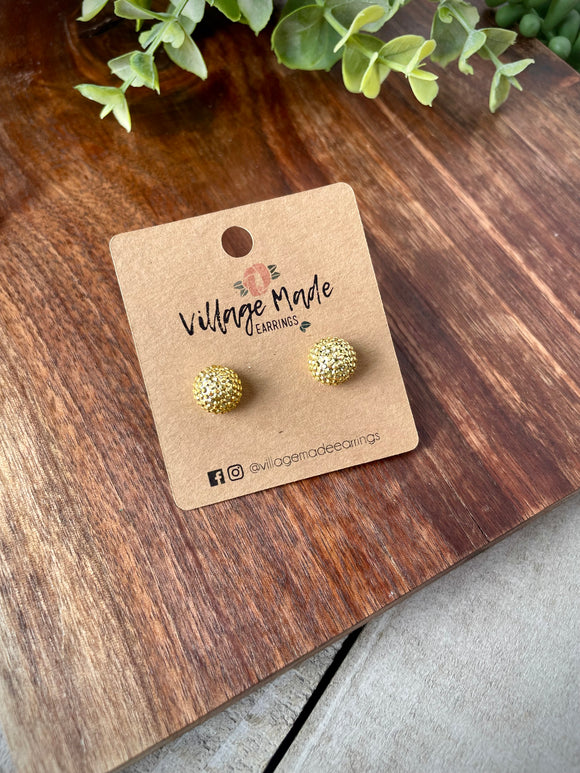 Pave Sparkle Ball Studs - Gold