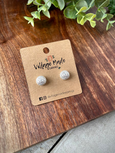 Pave Sparkle Ball Studs - Silver