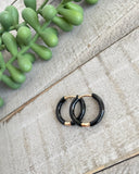 Black Enamel + Gold Huggie