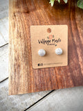 Pave Sparkle Ball Studs - Silver