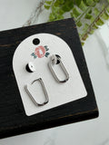 Silver Rectangle Hoops