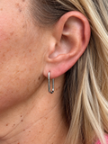 Silver Rectangle Hoops
