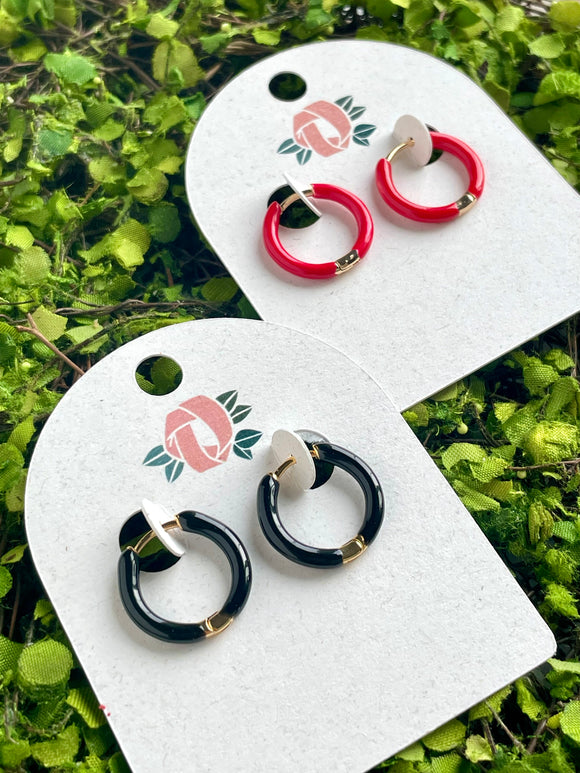 Enamel + Gold Huggie
